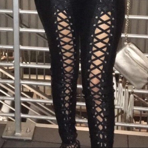 Laced Black Pants - Picture 2 of 2